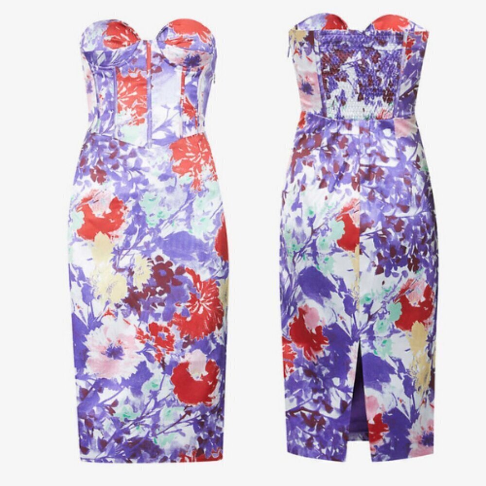 Lavish Alice Floral-print satin-crepe midi dress Size 2 37805